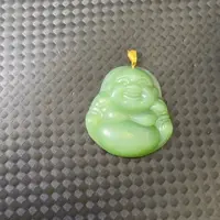 和田玉18K金镶嵌颈饰佛公猫眼卡30