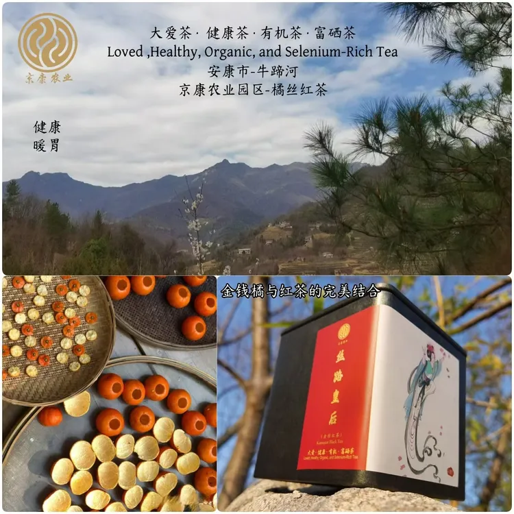 【陕西安康京康农业金桔红茶】高山金桔切丝装自产自销金桔红茶