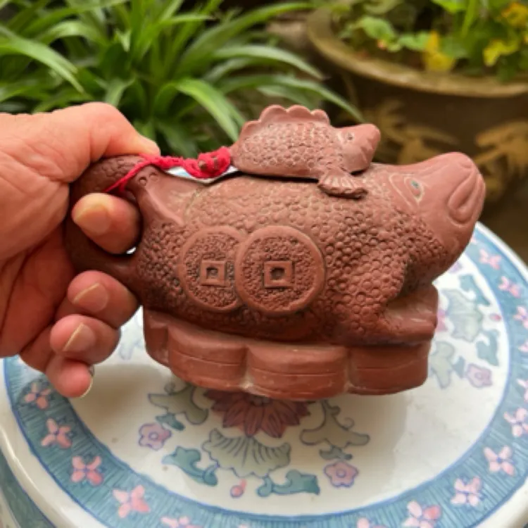 全手工红泥大金蟾紫砂壶