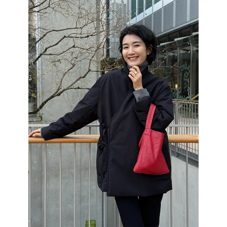 LANGQING 新中式简约宽松交襟式白鹅绒羽绒服47192#