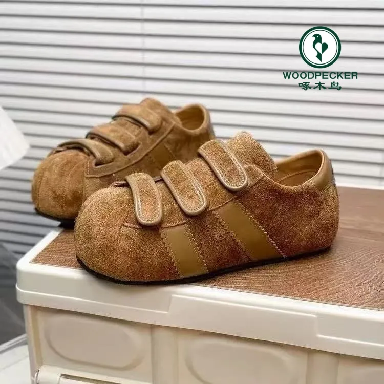 啄木鸟复古小众单鞋女复古2025秋季外穿一脚蹬厚底丑萌休闲勃肯鞋