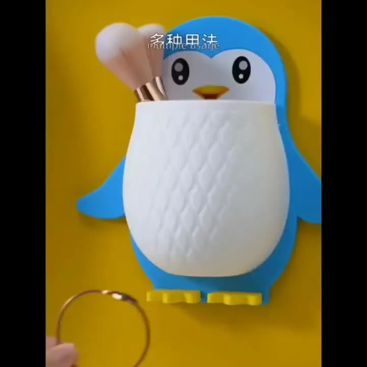 新款可爱企鹅置物架卫生间牙刷化妆品壁挂收纳宿舍床头收纳整理