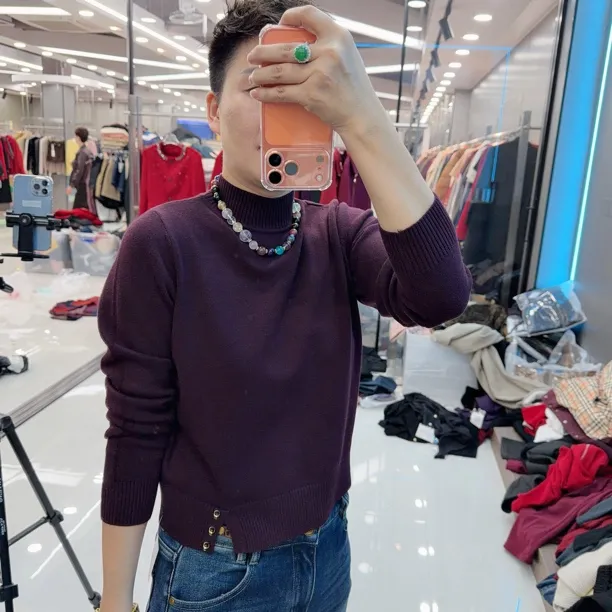 超显瘦短款5色半高领毛衫06289美丽丽