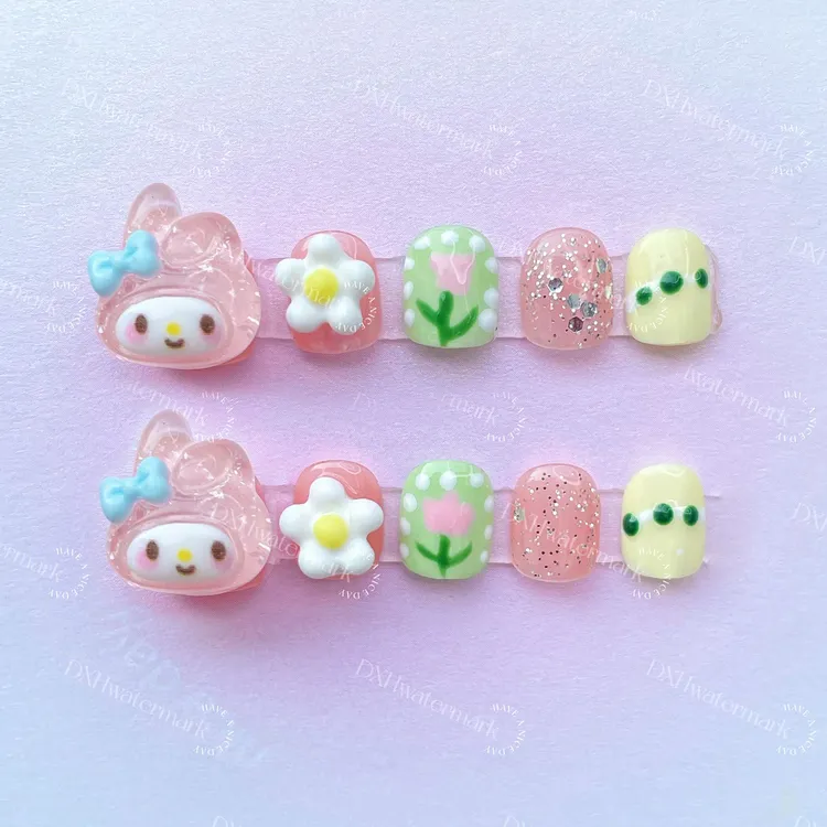 美乐蒂小朋友美甲手工穿戴甲3-12岁立体卡通美甲片