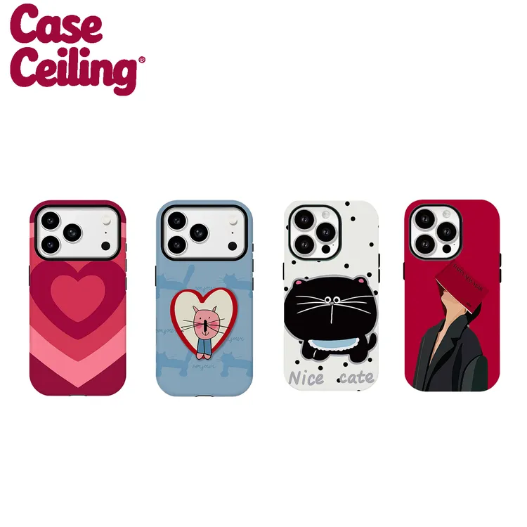 Caseceiling渐变红爱心韩国进口菲林二合一适用苹果1716pro手机壳