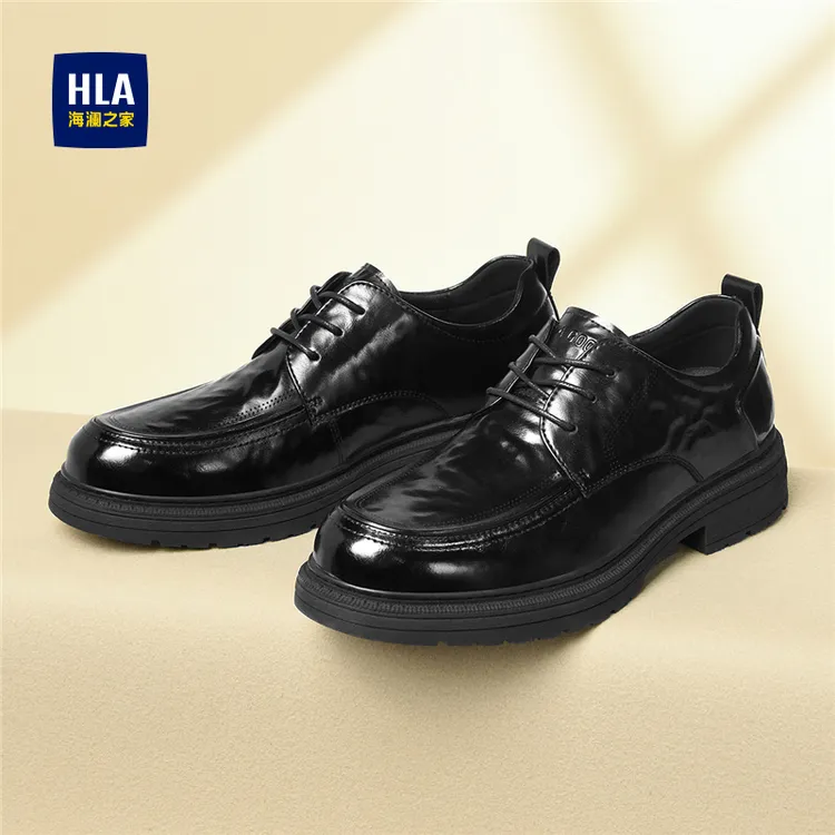 HLA/海澜之家男鞋新款春秋经典商务休闲皮鞋厚底增高英伦风德比鞋