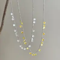 链子925银 ins风时尚简约百搭气质女黄白色流苏车花项链 3601