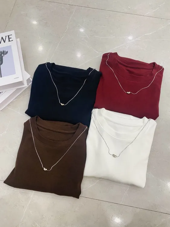 【秋冬新款】MT‘ 链条圆领长袖T恤’  百搭长袖极简风女T恤圆领纯色