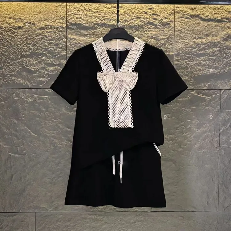设计师款丨<减龄系列>宽松夏季T恤短裙翻领套装
