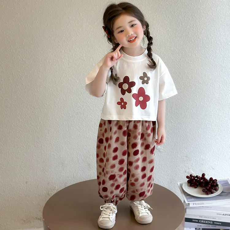 女童休闲套装2025新款儿童夏装韩版洋气女宝宝夏季时髦短袖两件套