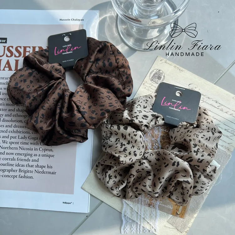 【慵懒周末2.0】缎面秋冬豹纹发圈时尚慵懒丸子头豹纹大肠发圈百搭