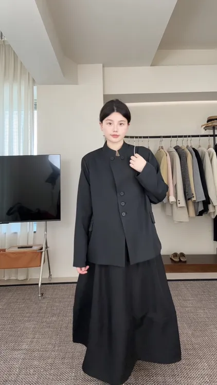 【妮妮】高级感时尚大码秋季西装外套女裙子套装时尚两件套花苞长裙