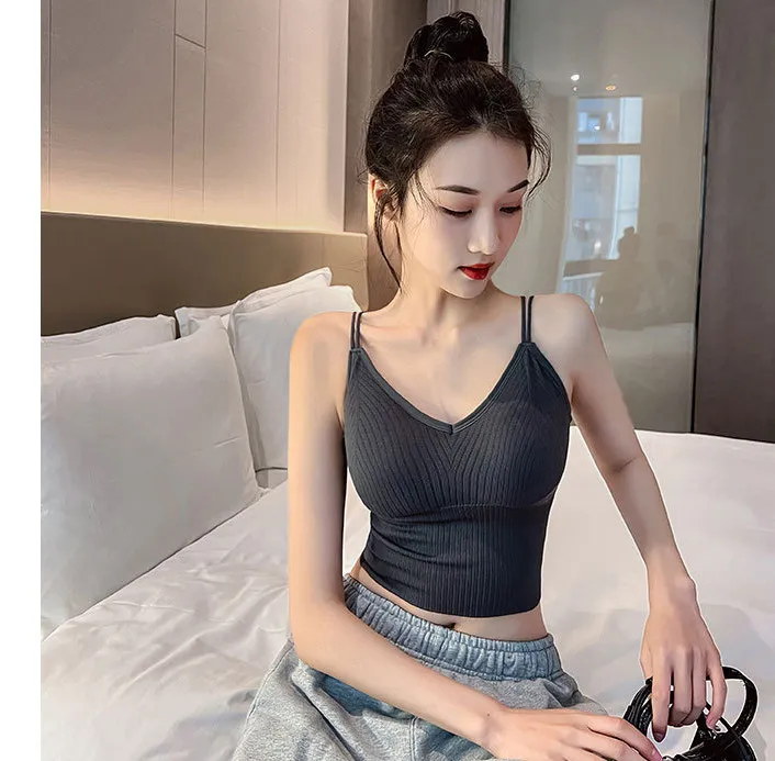 2025秋新款无钢圈聚拢内衣性感美背交叉款运动裹胸吊带背心女