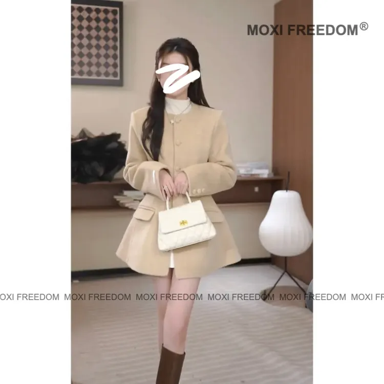 【法式小妖】25年秋冬气质小香风收腰沙漏小蛮腰款双面羊毛大衣外套