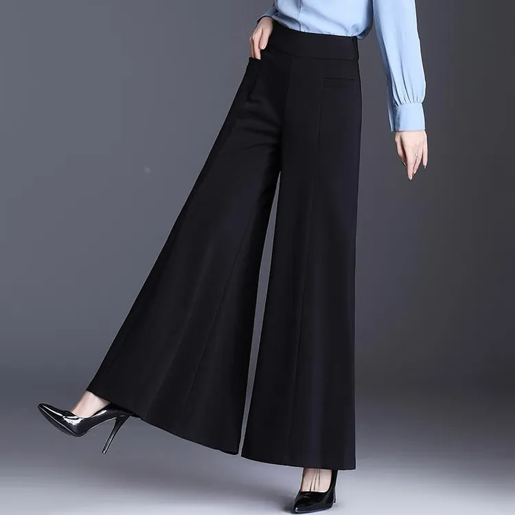 阔腿裤女高腰宽松黑色裤子2025新款春秋显瘦垂感长裙裤大脚喇叭裤