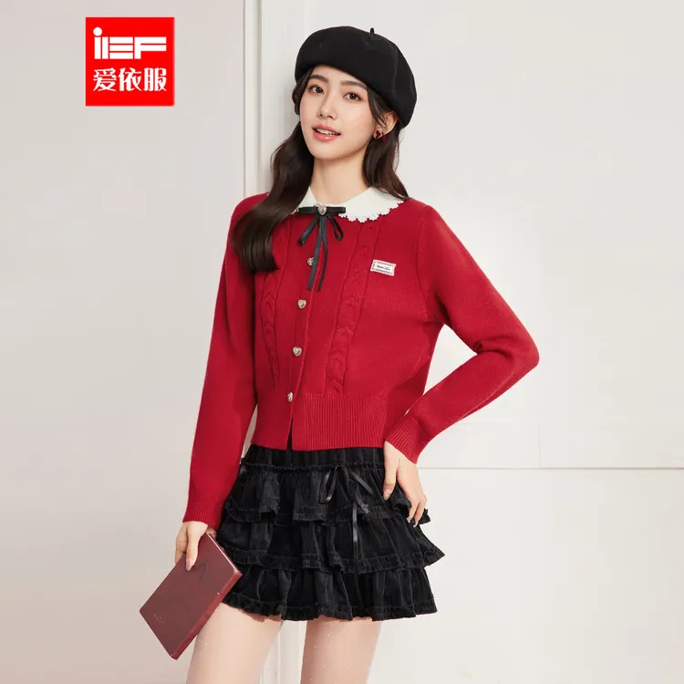 IEF/爱依服2025秋冬季新款韩系纯欲风气质女人味时尚毛织上衣