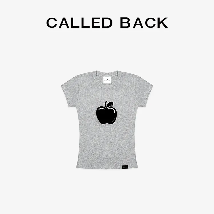 CALLED BACK短袖T恤女夏季新款百搭圆领苹果Logo休闲灰色上衣