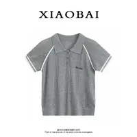 XIAOBAI 原宿风莱赛尔毛针织衫夏季新款运动显瘦气质学院风短袖女
