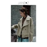 【荒野余晖】简约翻领宽松阔版解构设计感复古短款风衣外套JZ1166
