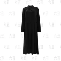 【六丑】新款法式气质优雅修身显瘦领口打扭长袖连衣裙503LYQ0740