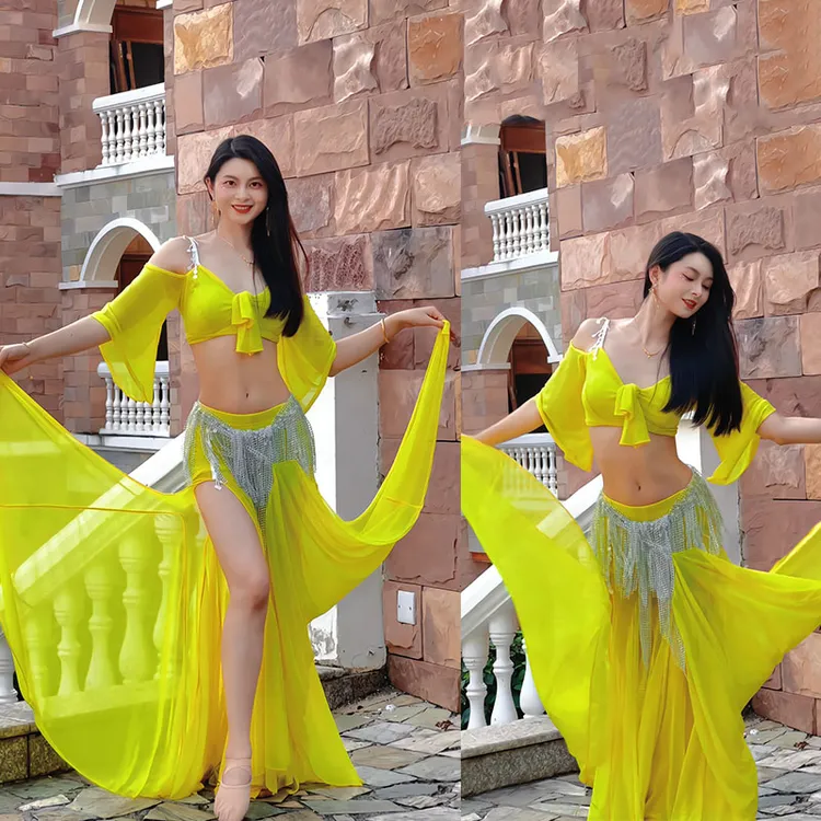 昇雅165肚皮舞东方舞性感流苏喇叭袖鱼尾大裙摆设计感套装演出服