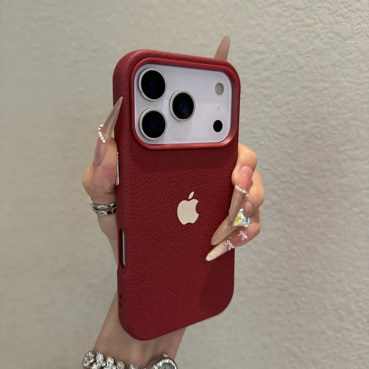 高颜值荔枝纹适用苹果17promax手机壳iphone16防摔15个性14简约13
