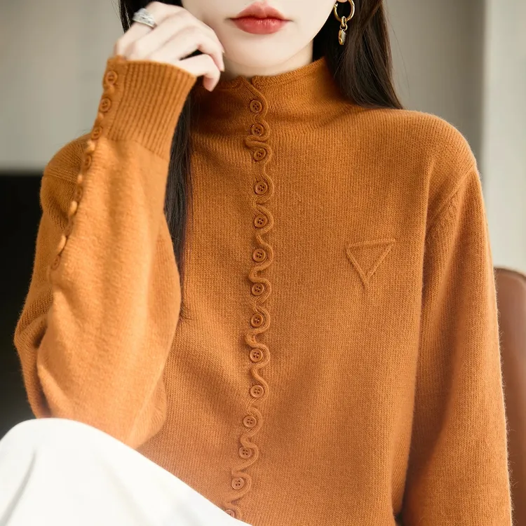 欧货气质针织开衫女毛衣外套气质单排扣宽松上衣