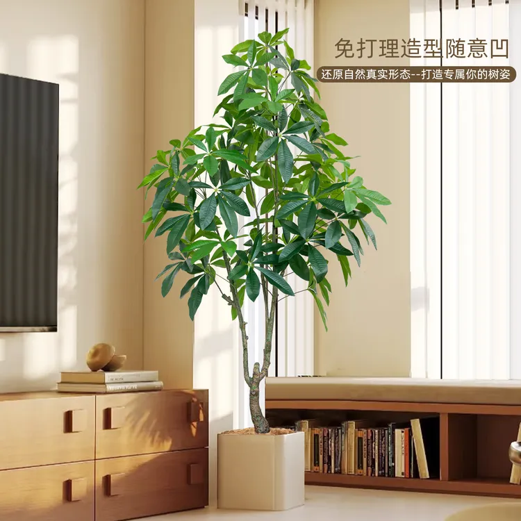 假绿植发财树高端轻奢室内摆件装饰品高级仿生植物落地盆栽仿真树