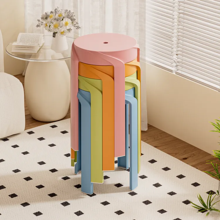 塑料凳子矮凳加厚家用可叠放小板凳浴室凳餐桌圆凳椅子风车折叠凳