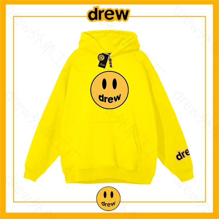 drew笑脸轻奢潮牌网红明星美式连帽卫衣欧美时尚情侣秋冬加绒卫衣
