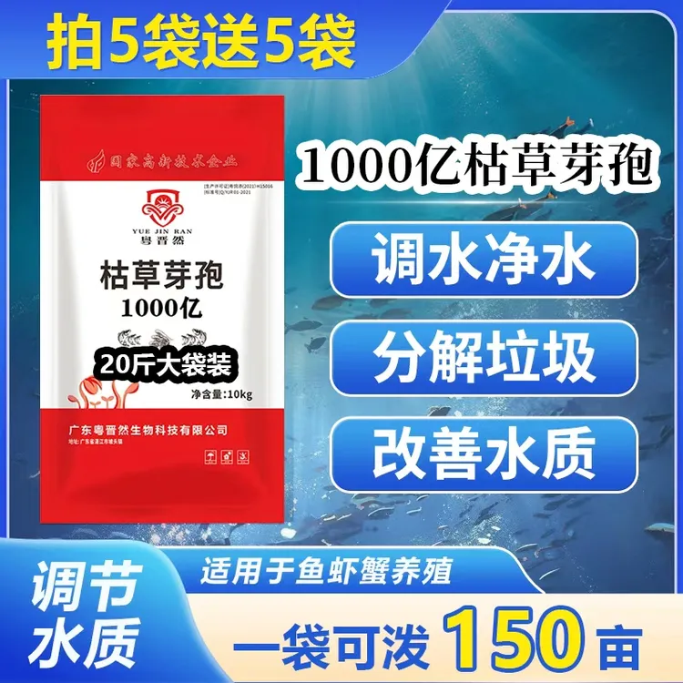 粤晋然1000亿枯草芽孢杆菌水产专用养殖净水分解垃圾有害藻有机质商品图