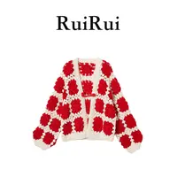 RUIRUI瑞【手工玫瑰】25ss时尚百搭针织毛衣开衫SY1262R