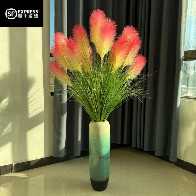 网红仿真芦苇陶瓷大花穗客厅橱窗装饰花艺大气落地大型商场造景