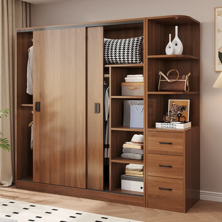 家用新款衣柜卧室全实木大人小孩都可用无甲醛衣柜推拉门衣柜