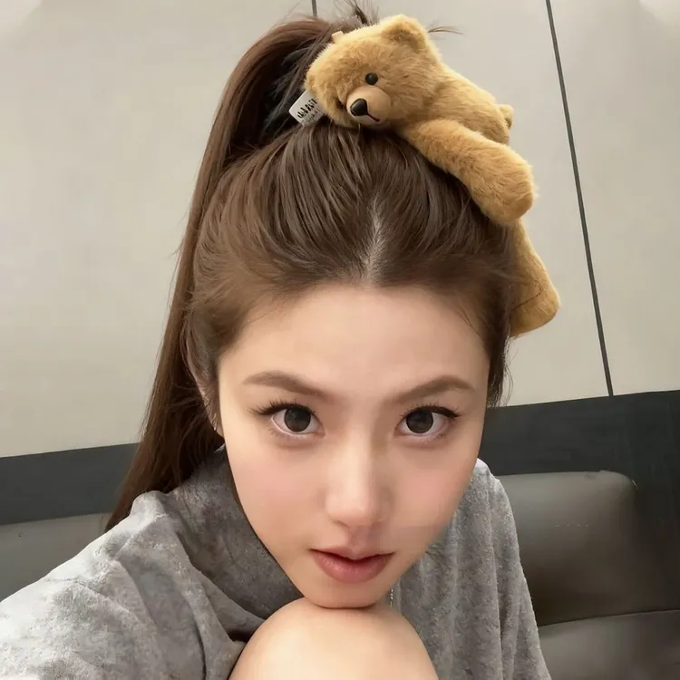 可爱卡通泰迪熊毛绒发夹新款趴趴熊掰掰夹俏皮少女后脑勺发饰B