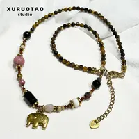 钛钢项链 XURUOTAO 【小象项链】手工定制复古百搭项链 T5195