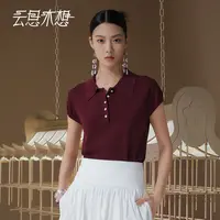 Ysimo-X云思木想 夏风云舒 欧若风Polo领手工钉珠扣毛针织衫13003