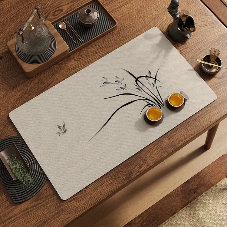 中式硅藻泥防水吸水垫子餐桌垫隔热茶几垫茶席高档桌旗茶垫桌垫