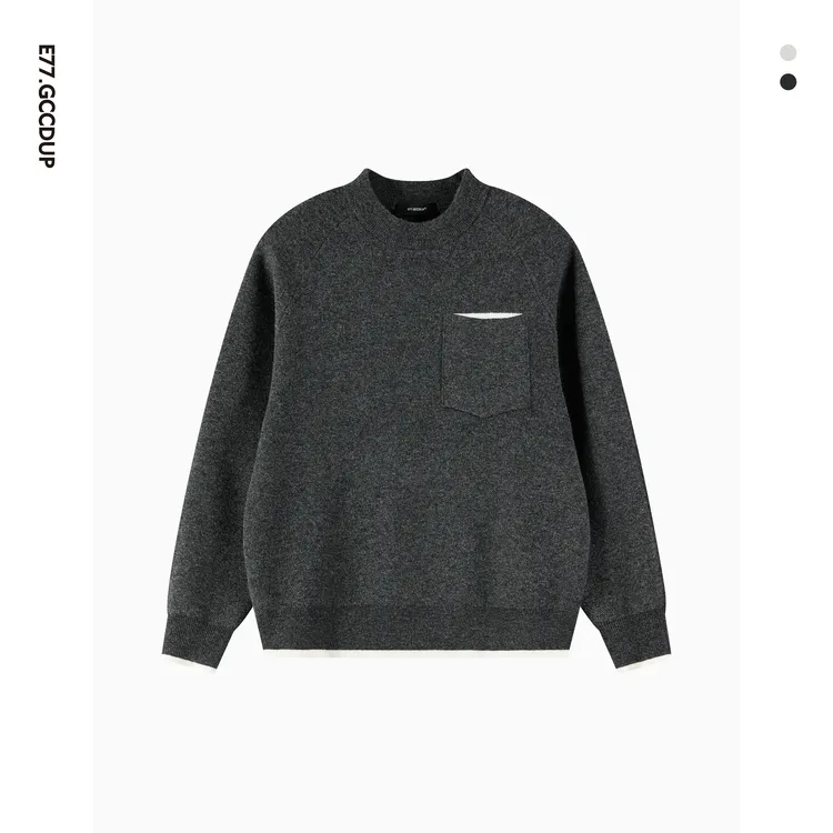 GCCDUPE77『露霜』撞色插肩袖时尚拼接圆领打底衫百搭休闲针织毛衣