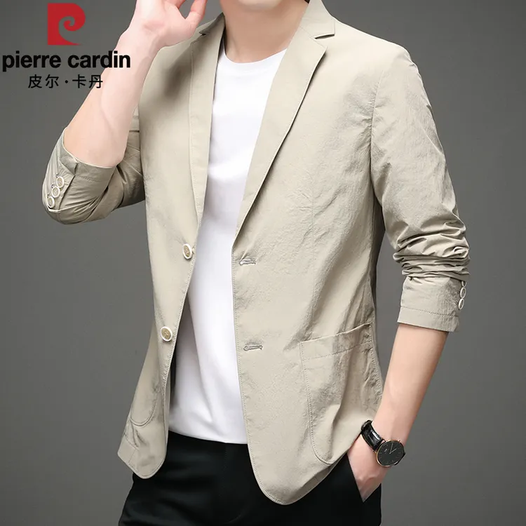 皮尔卡丹男士休闲西装外套春秋新款商务休闲西服上衣韩版修身单西