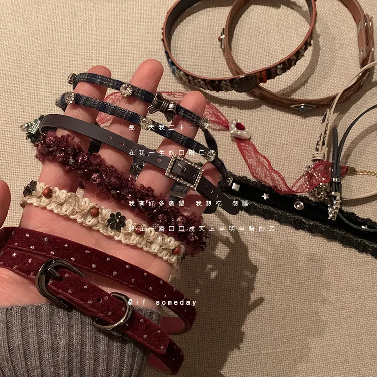 合金莫桑石项链 项链小众百搭设计感时尚个性冷淡风颈链11781