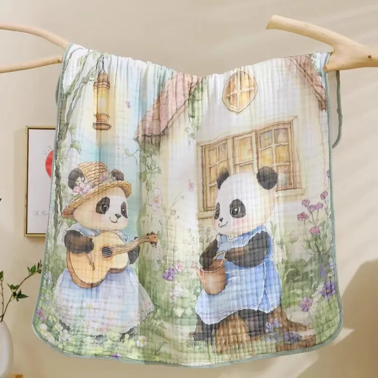 婴幼六层纱布数码印花浴巾柔软亲肤可当盖毯