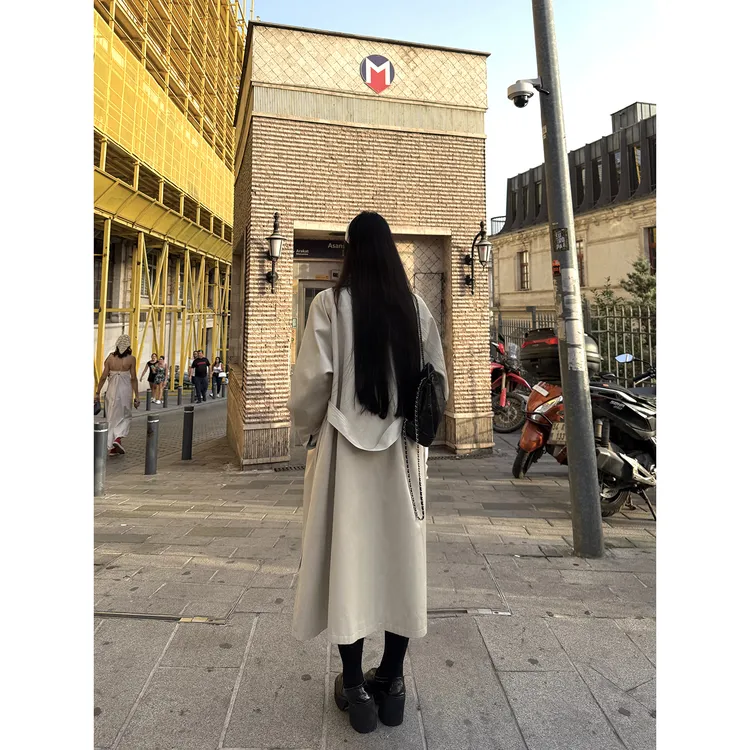 黑泽玄七坦布尔风衣春秋微胖气质显瘦宽松哑光斜纹抗皱外套女