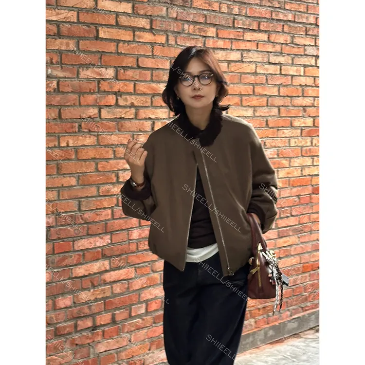 SHIIEELL【双面派克】初冬新款双面穿短款复古美式加厚外套Z2182