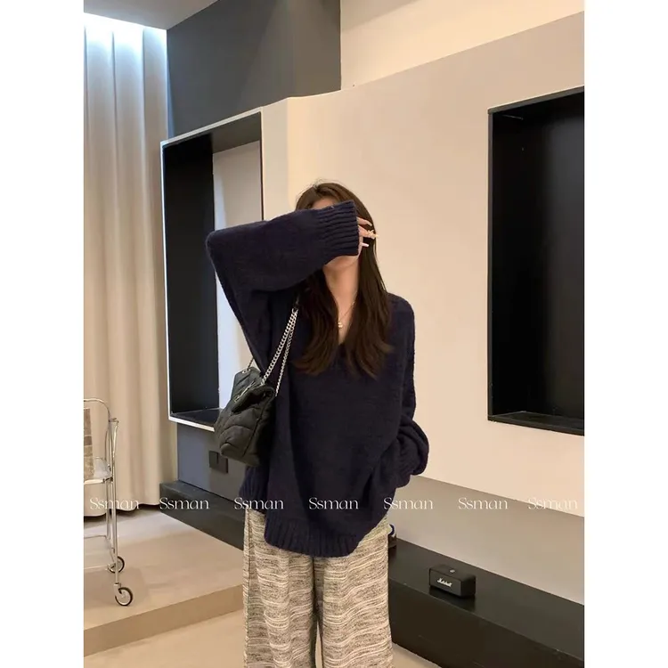 大V慵懒风针织开衫女春秋新款V领显瘦百搭高级感毛衣气质上衣