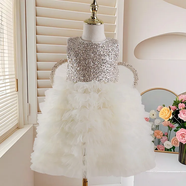 女童夏季新款公主连衣裙儿童翅膀蛋糕洋气裙子生日礼服背心裙子潮