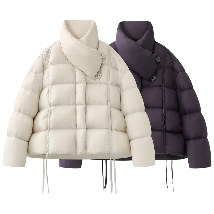 迪家新款秋冬韩版围巾领泡芙加厚羽绒服W315902