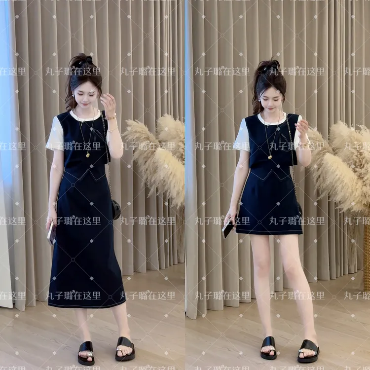 【兰屿轻风】丸子璐夏季新款时尚休闲短袖上衣裙子两件套7758