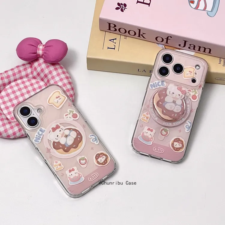 卡通古早少女甜甜圈kitty适用苹果17/16promax手机壳磁吸15/14/13