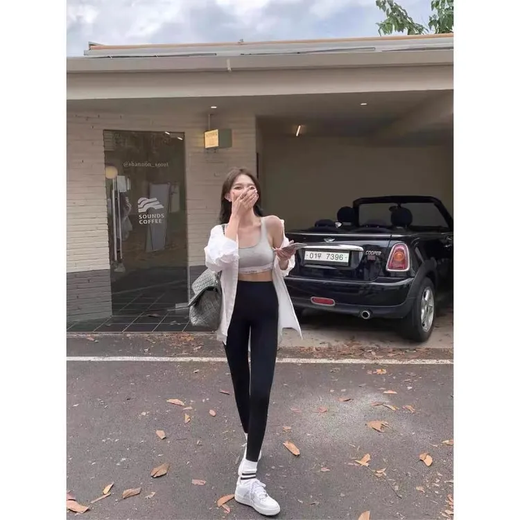 【薄款直筒☞鲨鱼裤】女外穿春季新款收腹提臀芭比瑜伽裤打底裤9314